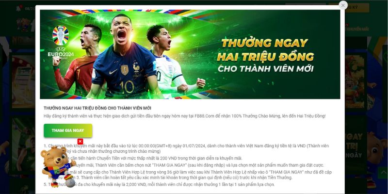 Tặng nóng 2 triệu đồng cho tân thành viên FB88